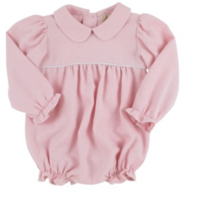 Long Sleeve Britt Bubble in Sandpearl Pink Herringbone/Worth Ave White