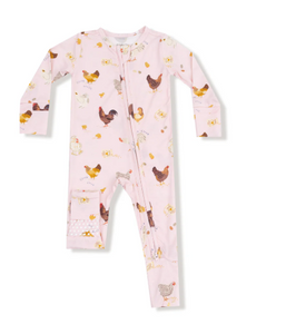 Collector Chickens Pink- 2 Way Zipper Footie