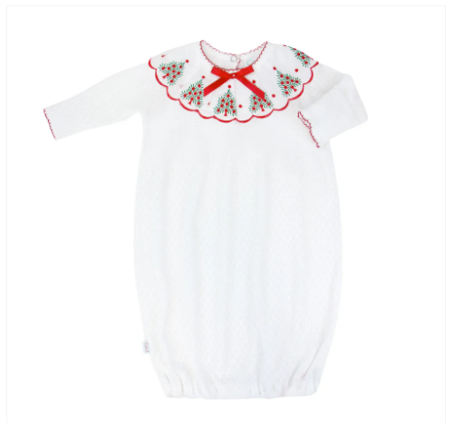 Christmas Tree Gown with Embroidered Trim Imported from Switzerland