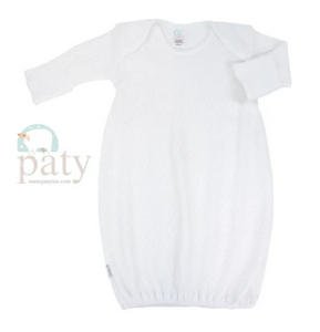 The Paty Overlap Shoulder Gown - White (no bow)