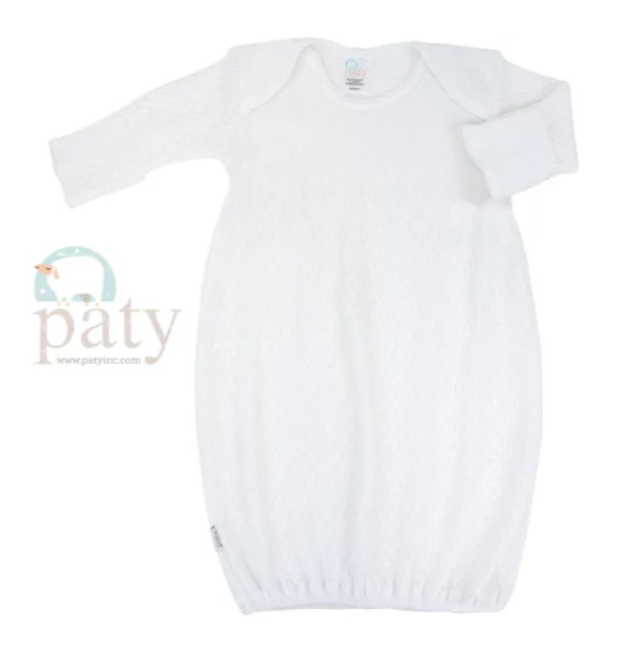 The Paty Overlap Shoulder Gown - White (no bow)