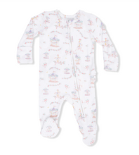 Carousel with Bows Ruffle Back Footie with 2 Way Zipper