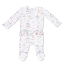 Carousel with Bows Ruffle Back Footie with 2 Way Zipper