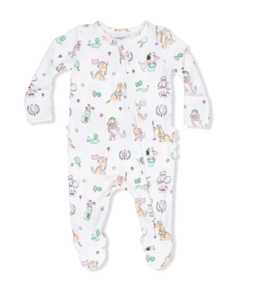 Country Club Dogs Ruffle Back Footie with 2 Way Zipper