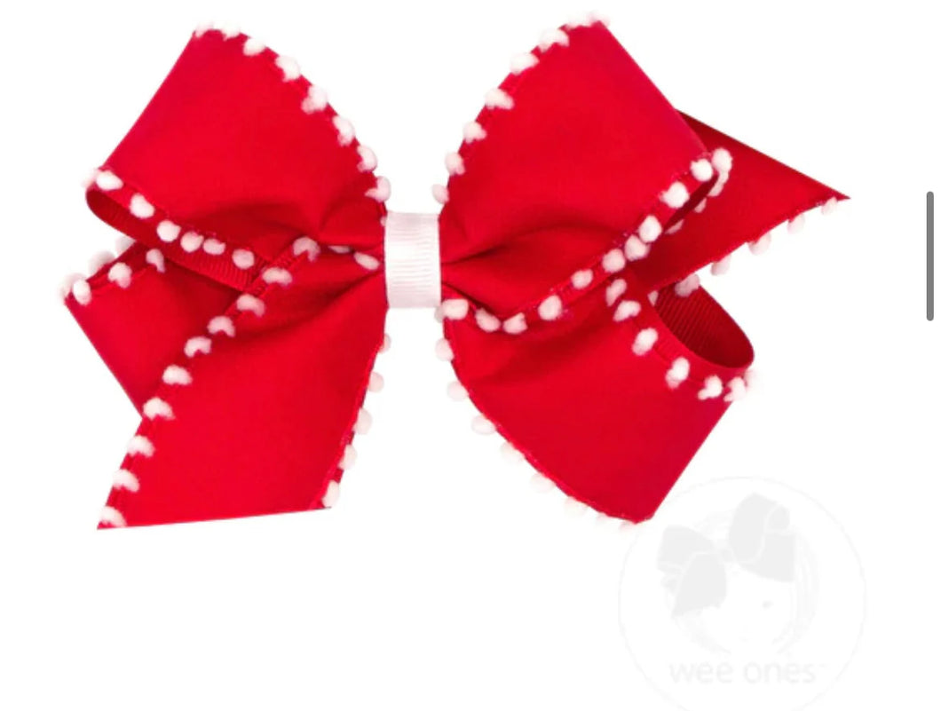 Red Pom Pom Bow