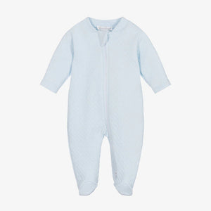 Jacquard Footie with Zipper - Light Blue