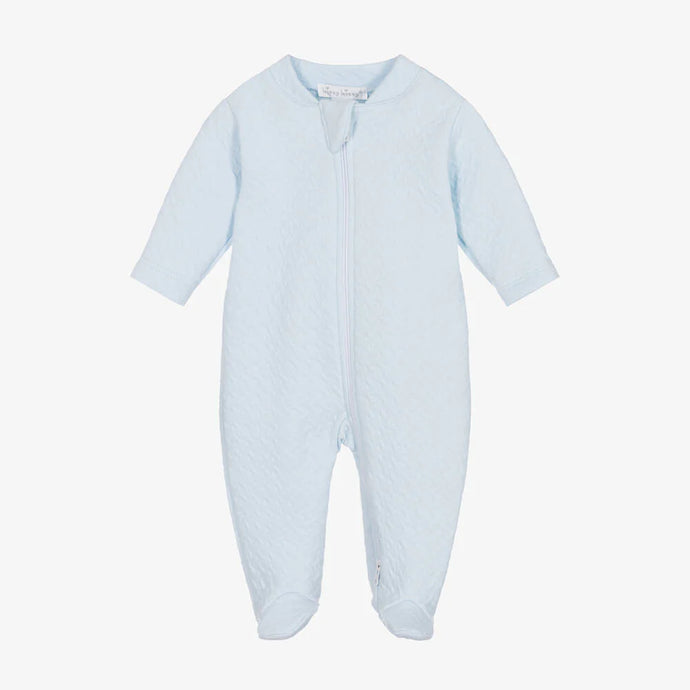 Jacquard Footie with Zipper - Light Blue