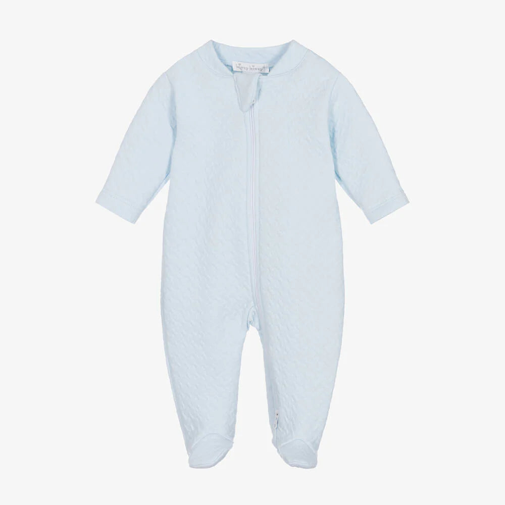Jacquard Footie with Zipper - Light Blue