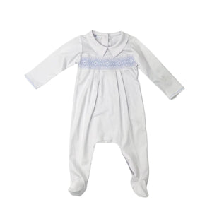 Smocked Collared Footie - Blue