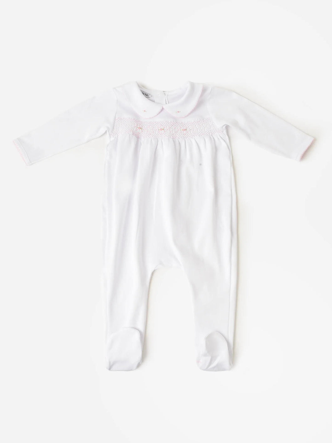 Smocked Collared Footie - pink