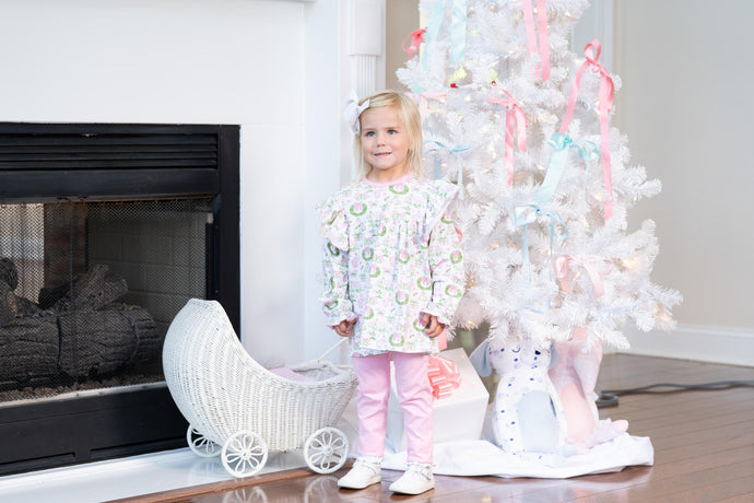 Pink and Green Holiday Toile Legging Set
