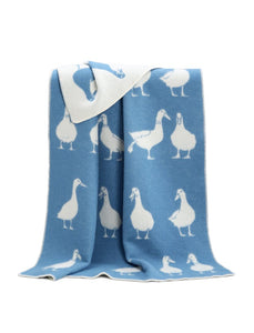 Duck Blue Wool Blanket Throw