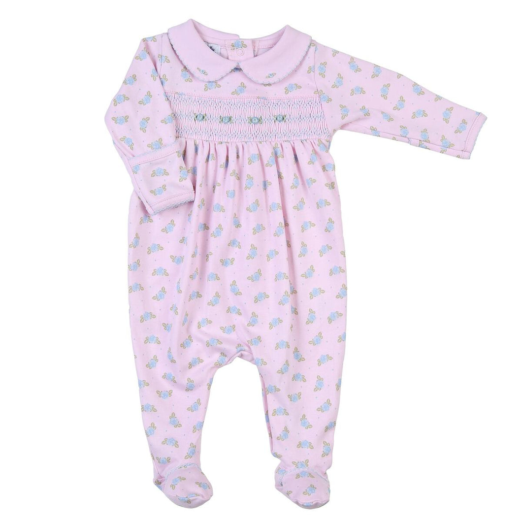 Celeste's Classics Pink Smocked Printed Collared Footie