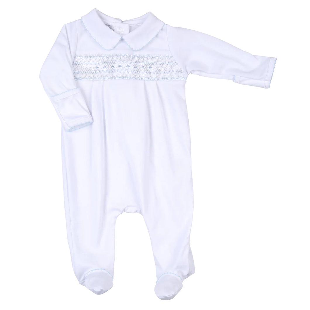Taylor and Tyler Blue Smocked Footie
