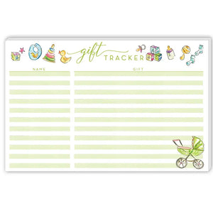 Gift Tracker Green Carriage and Baby Toys Large Notepad