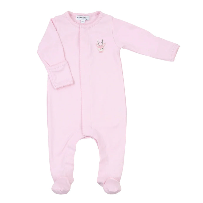 Tiny Buck Pink Embroidered Footie