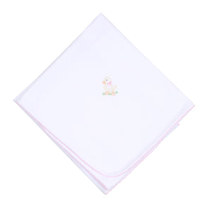 Little Quaker Embroidered Receiving Blanket- Light Blue, Pink, or Yellow