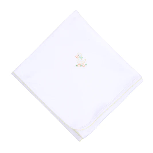 Little Quaker Embroidered Receiving Blanket- Light Blue, Pink, or Yellow