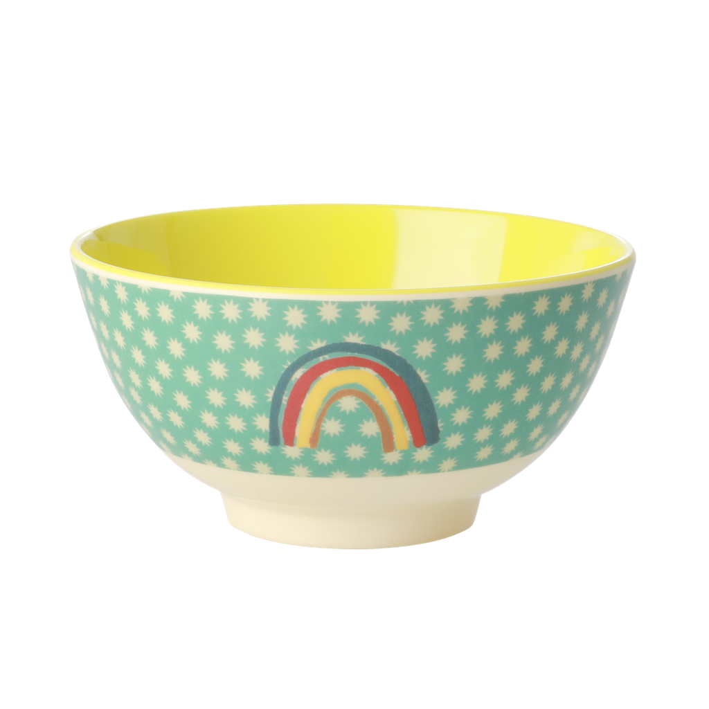 Melamine Bowl with Rainbow and Stars Print