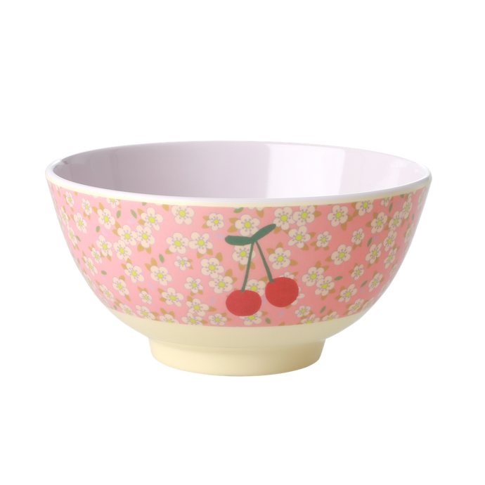 Melamine Bowl with Small Flowers and Cherry Print