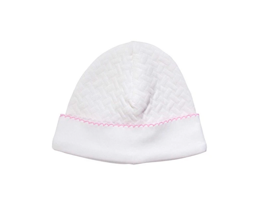 Basket Weave Hat with Picot Trim