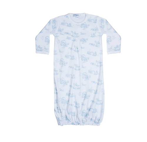 Blue Toile Baby Gown