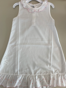 Ruffle Collar Picot Trim Nightgown with Polka Dots
