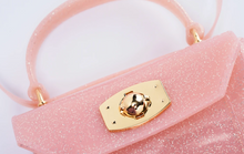 Gold Closure Glitter Jelly Bag in Pink