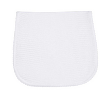 White Bubble Burp Cloth with Picot Trim