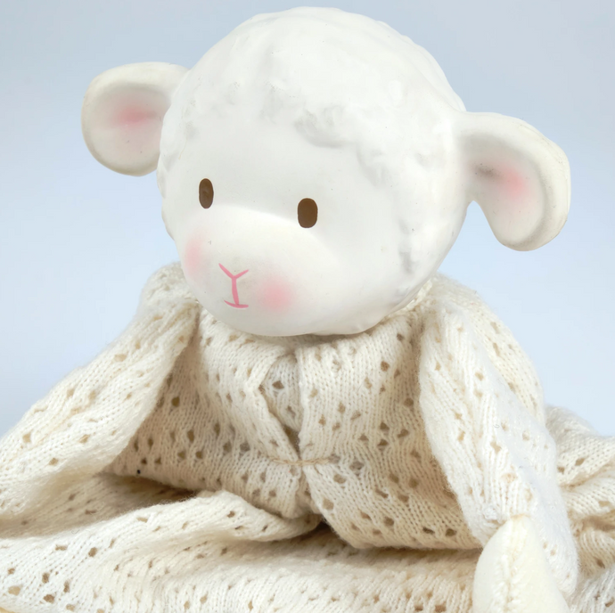 Bahbah the Lamb Lovey with Natural Rubber Teether Head