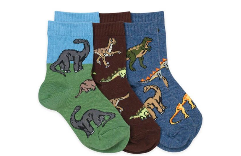 Jefferies Socks Dinosaurs Animals Pattern Crew Socks- Assorted