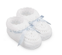 Jefferies Socks Hand Crochet Ribbon Bootie 1 Pair- Newborn