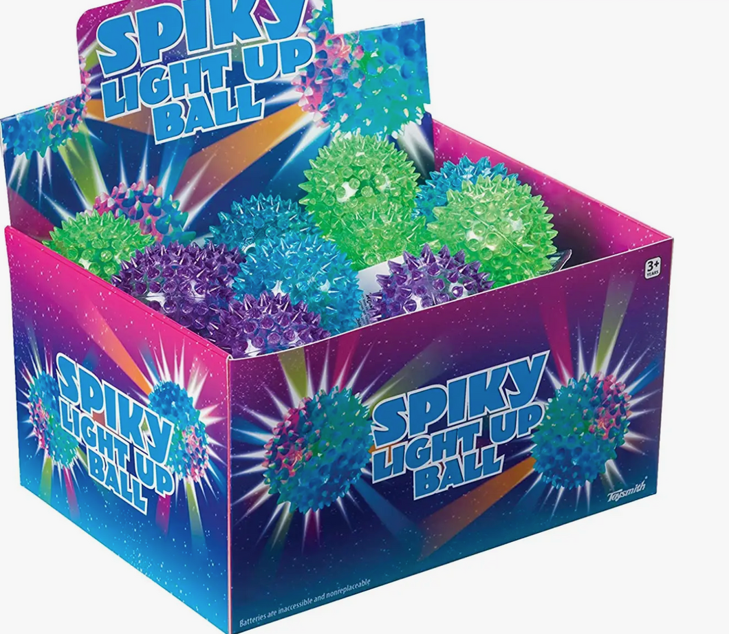 Flashing Spiky Ball- Bouncy, Squeezy, Tactile Toy- Assorted Colors