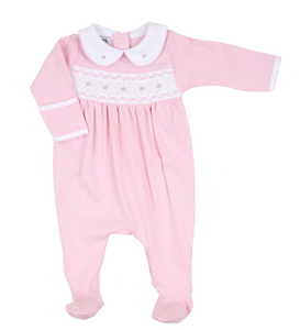 Kate And Luke Smocked Collared Footie Girl Pink