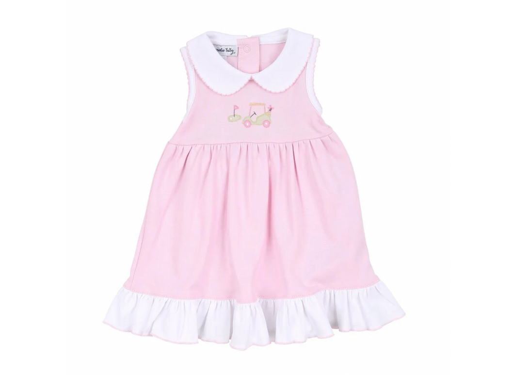 On The Green Embroidered Collared Sleeveless Toddler Dress Pink