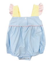 Blue And White Girl Bubble- Color Block With Pink Sleeves