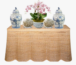 Small wicker scalloped table