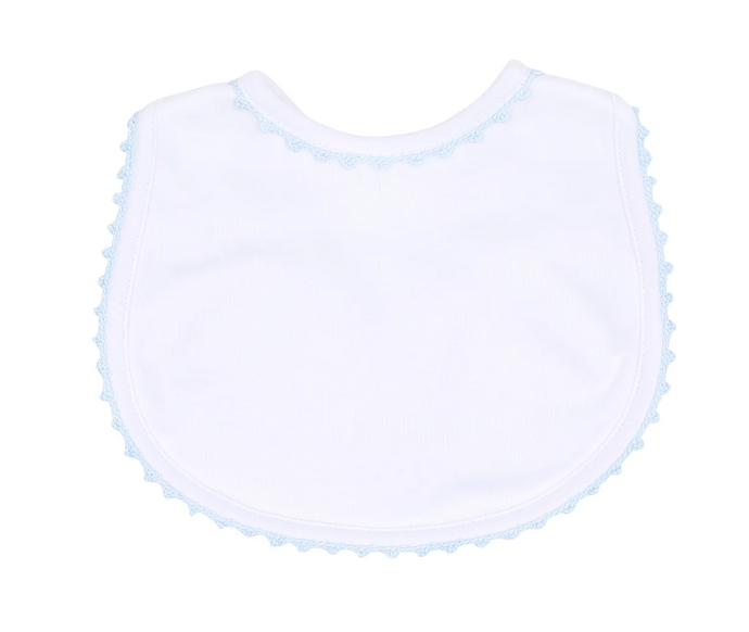 Baby Joy Embroidered Bib- Light Blue or Pink