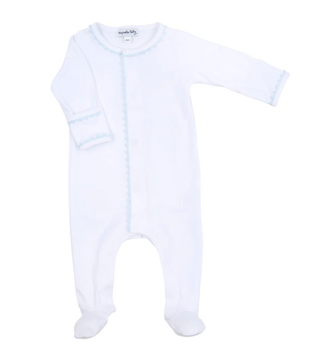 Baby Joy Blue Embroidered Footie