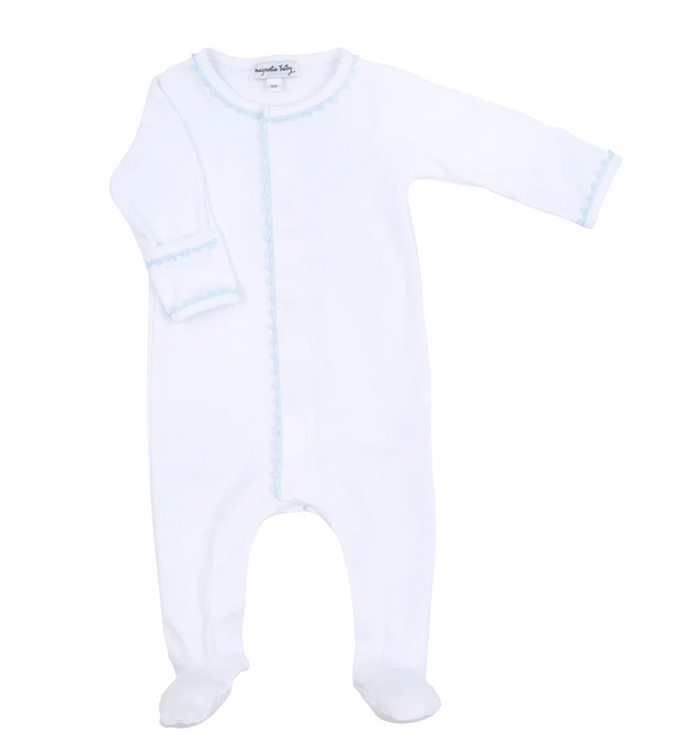 Baby Joy Blue Embroidered Footie