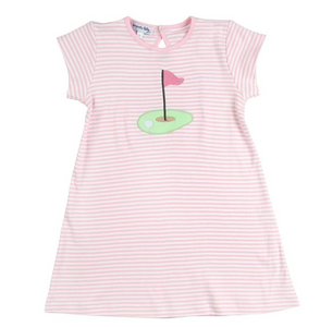 Hole In One Applique Short Sleeve Pink Toddler Dress