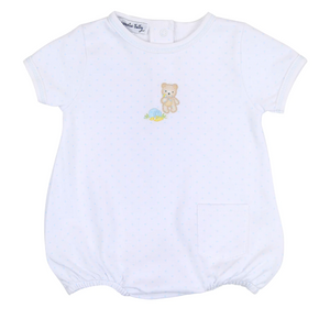 Sweet Teddies Embroidered Short Sleeve Bubble Light Blue