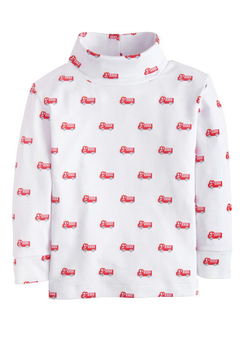 Printed Turtleneck- Fire trucks
