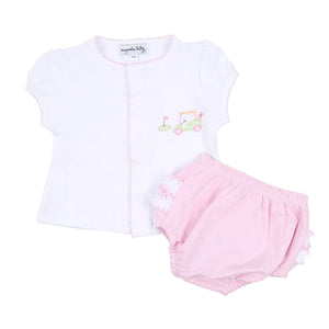 On The Green Embroidered Ruffle Diaper Cover Set Pink