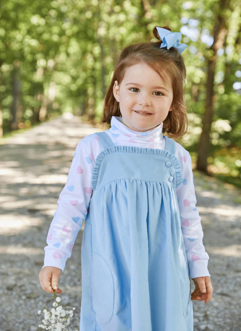 Ruffled Jumper in Light Blue Corduroy