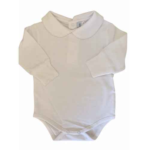 Round Collar Bodysuit with Standard Cuff and White Picot Trim