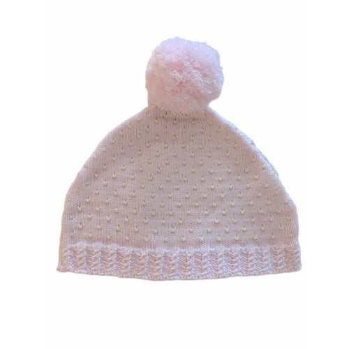 Dot hat with Pom in Pink