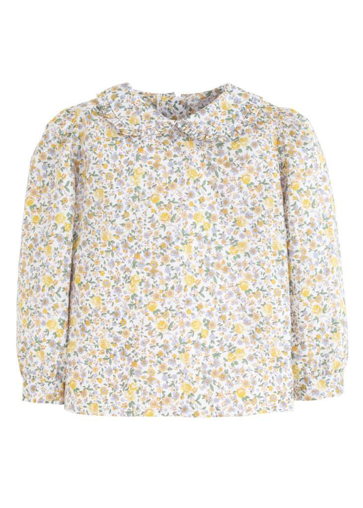 Ruffled Peter Pan Blouse in Autumn Floral