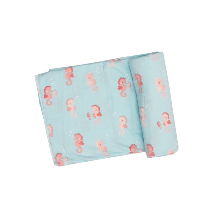 Baby Pink Seahorses Swaddle Blanket