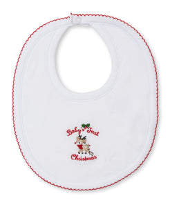 Baby's First Christmas Bib in Red and White